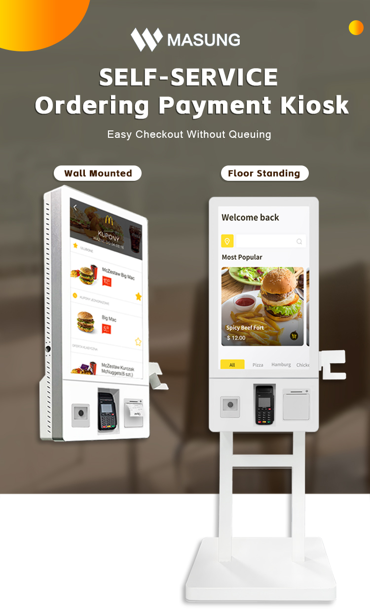 MASUNG MS-S9 Mesin Terminal Sistem Pos Layanan Mandiri Semua Dalam Satu Layar Sentuh Kios Pembayaran Kartu Visa Tanpa Uang Tunai Untuk Restoran