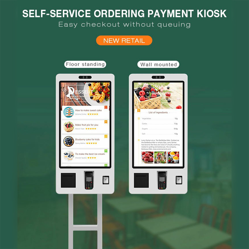 Printer Tiket MASUNG MS-S6 Android Os 32 Inci Kios Checkout Layar Sentuh Layanan Mandiri Pemasangan di Dinding yang Disesuaikan dengan Perangkat Lunak